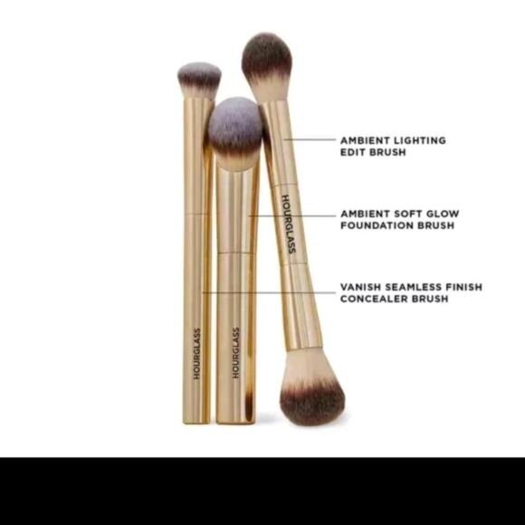 Hourglass Gold Makeup Brush set 3pcs Golden Gragon Case NEW - Picture 3 of 9